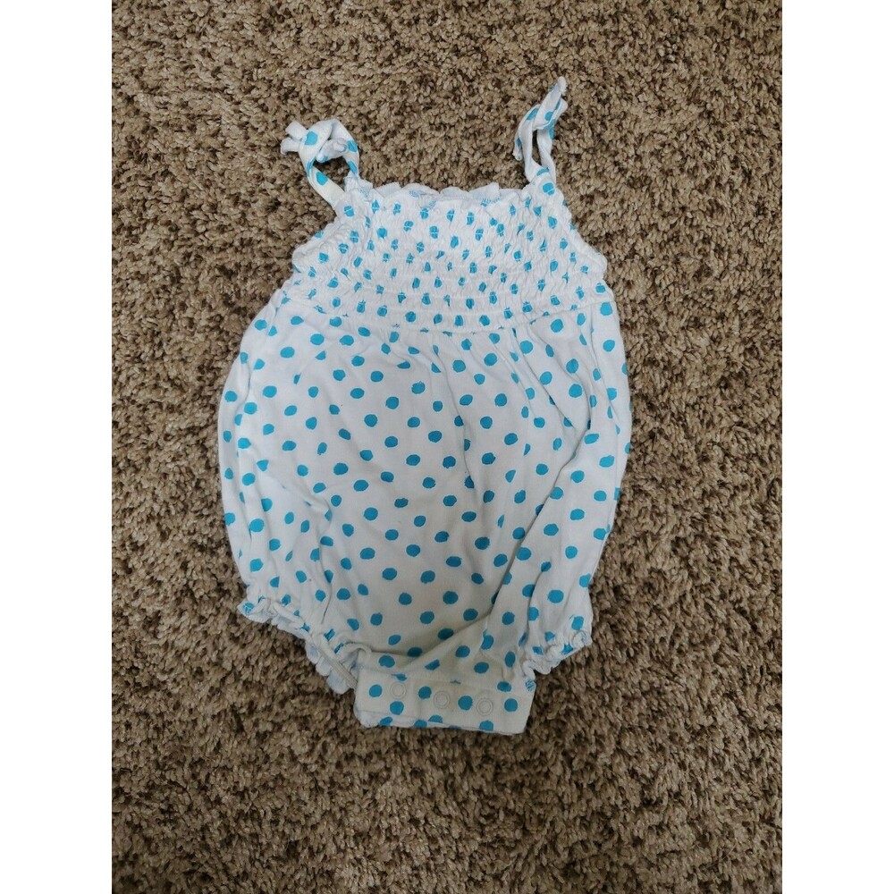Girl's 0-3 month white with blue dots Old Navy onepiece romper